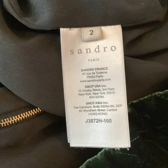 Sandro Quilted Skirt Size 2 Quilted Green Velvet Mini Viscose & Silk Blend - Picture 11 of 12